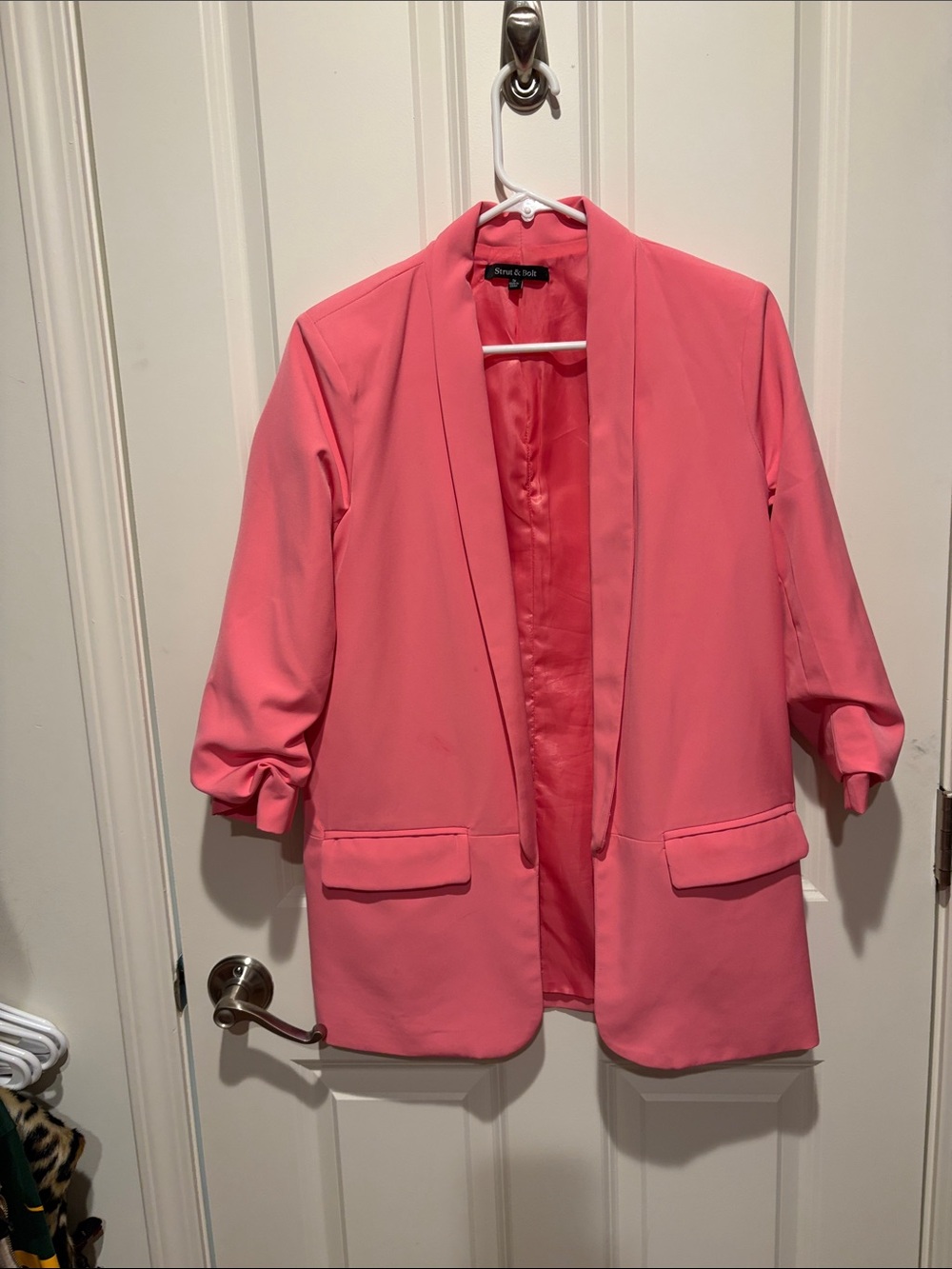 Shelby & Co. Coral Pink Open-Front Blazer